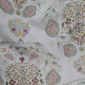 White Paisley Floral Print Fabric Panel